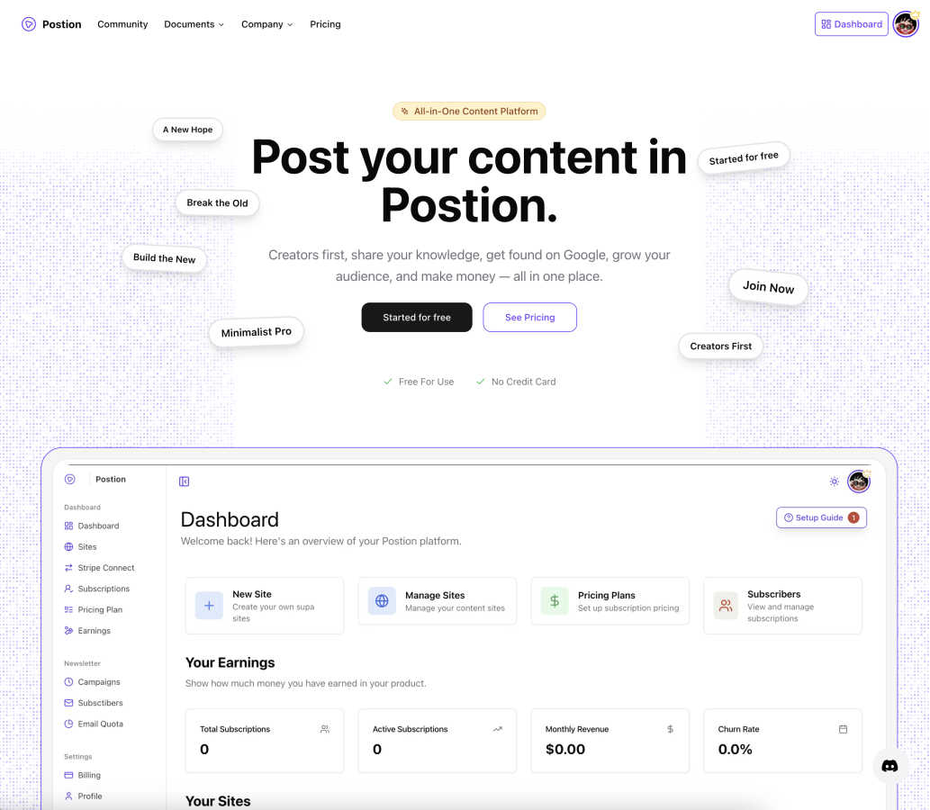 Postion application interface and features
