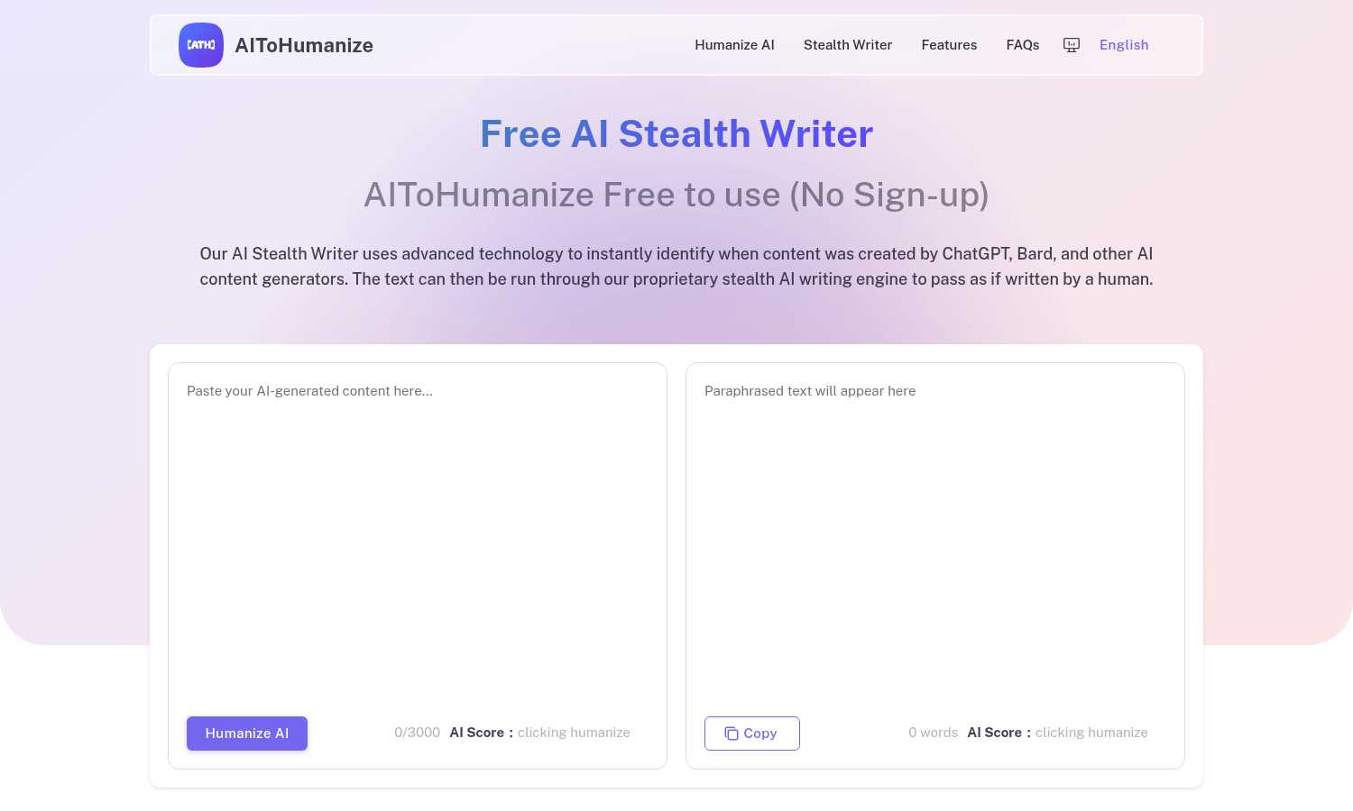 AIToHumanize application interface and features