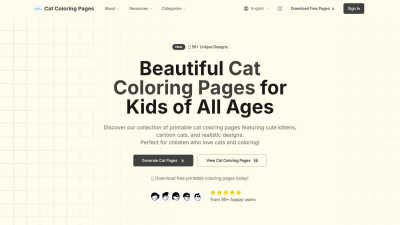 Cat Coloring Pages AI - Tool for Design Tools
