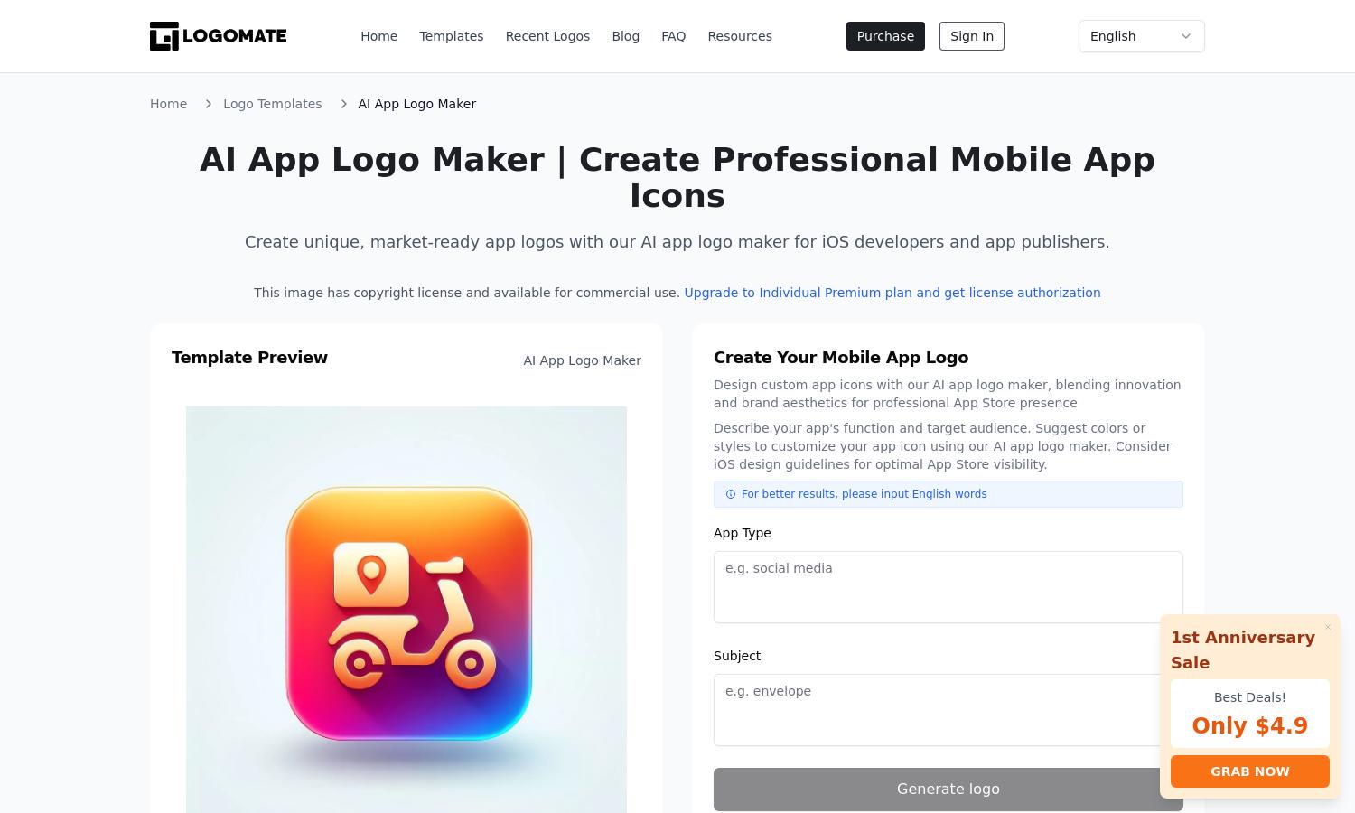 AI App Logo Maker Website