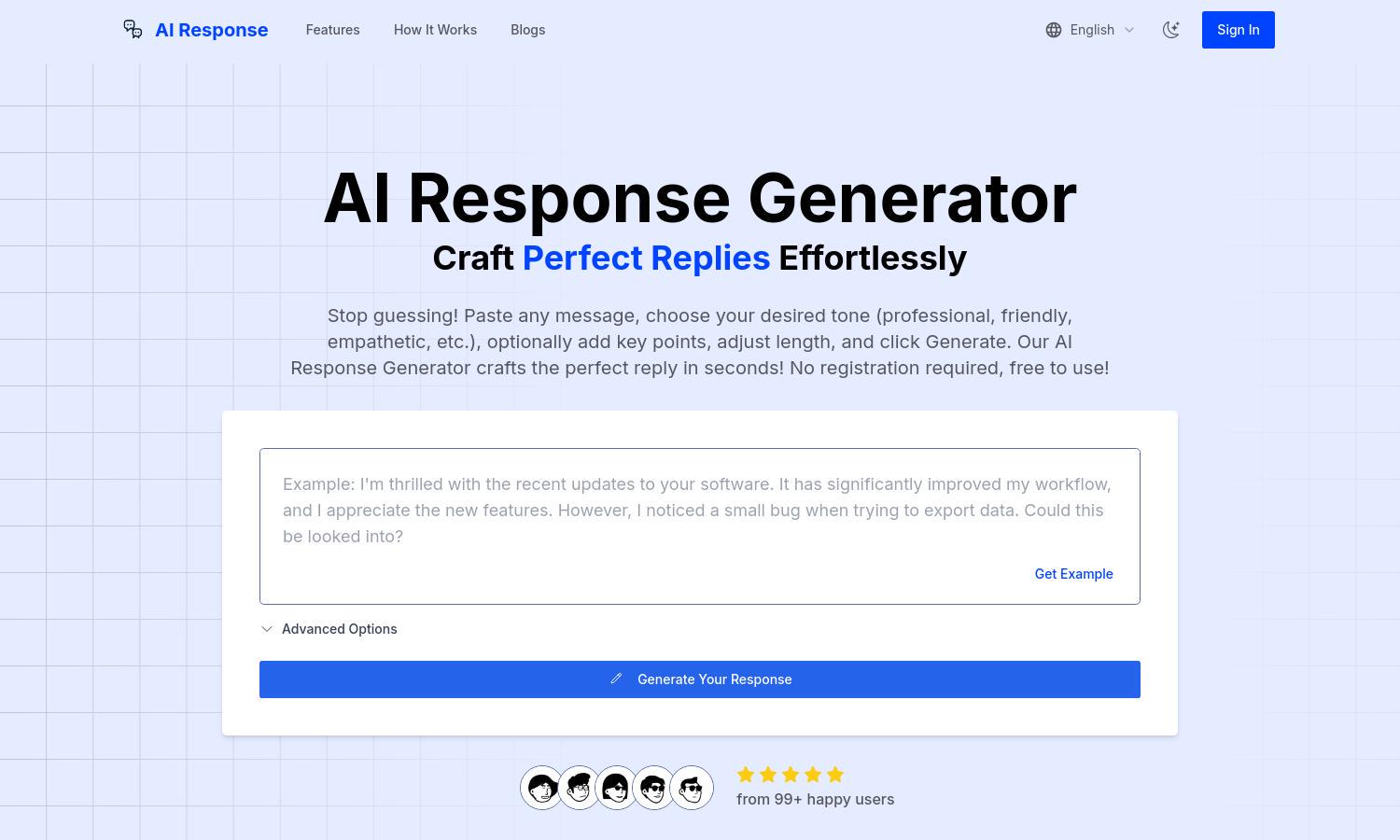 AI Response Generator Website