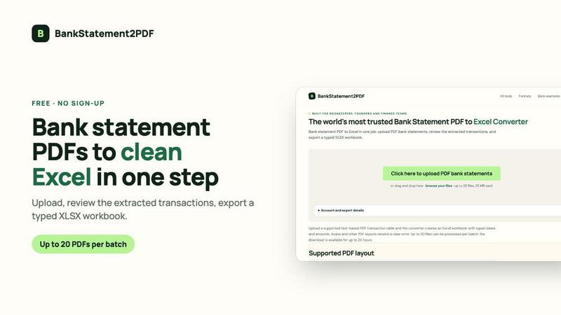 BankStatement2PDF application interface and features
