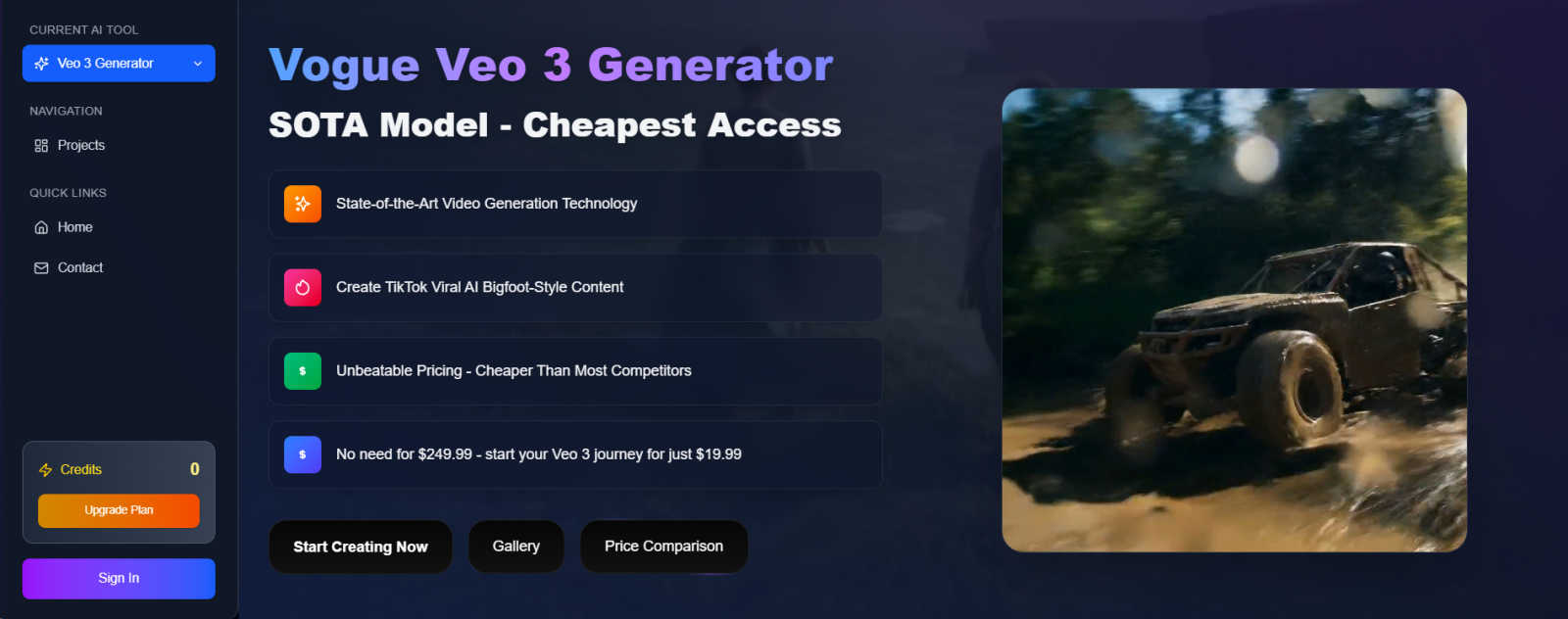 Vogue Veo 3 Generator application interface and features