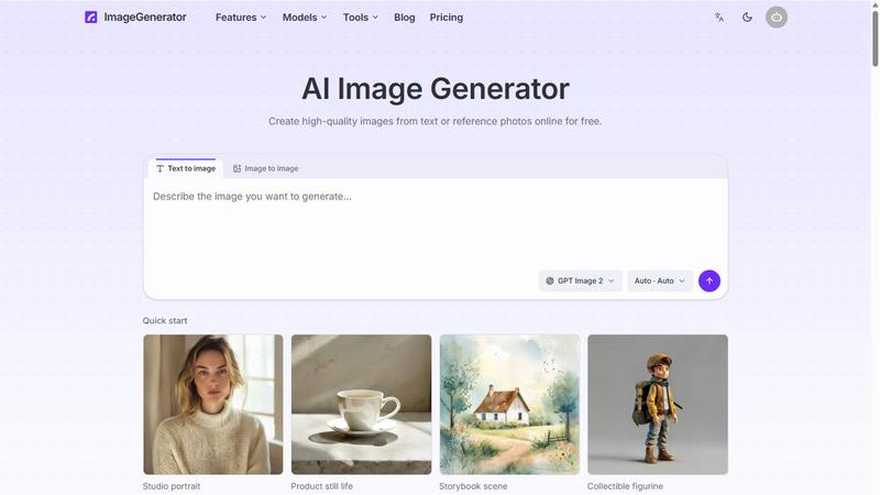 ImageGenerator application interface and features