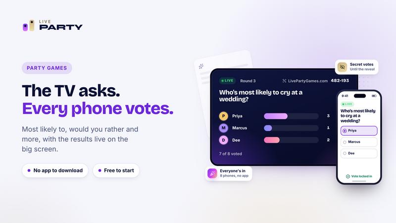 LivePartyGames application interface and features