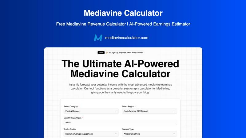 Mediavine Calculator application interface and features