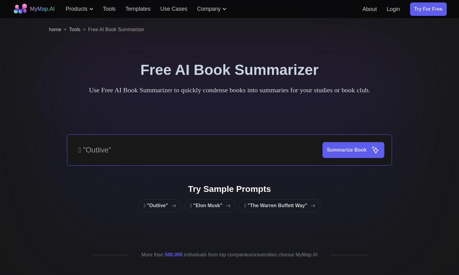 MyMap.AI Book Summarizer Website