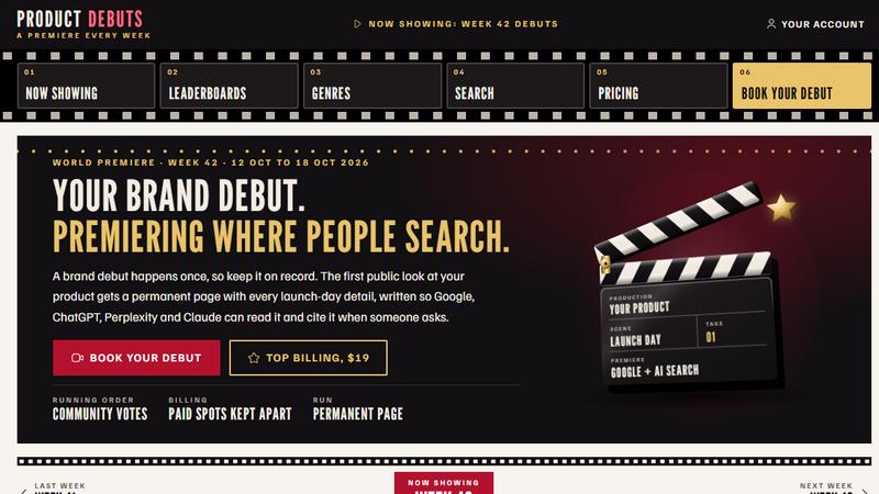 Product Debuts application interface and features