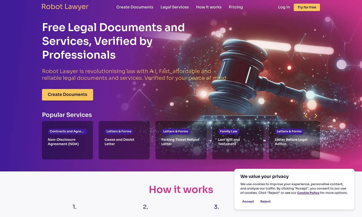 Robot Lawyer Website