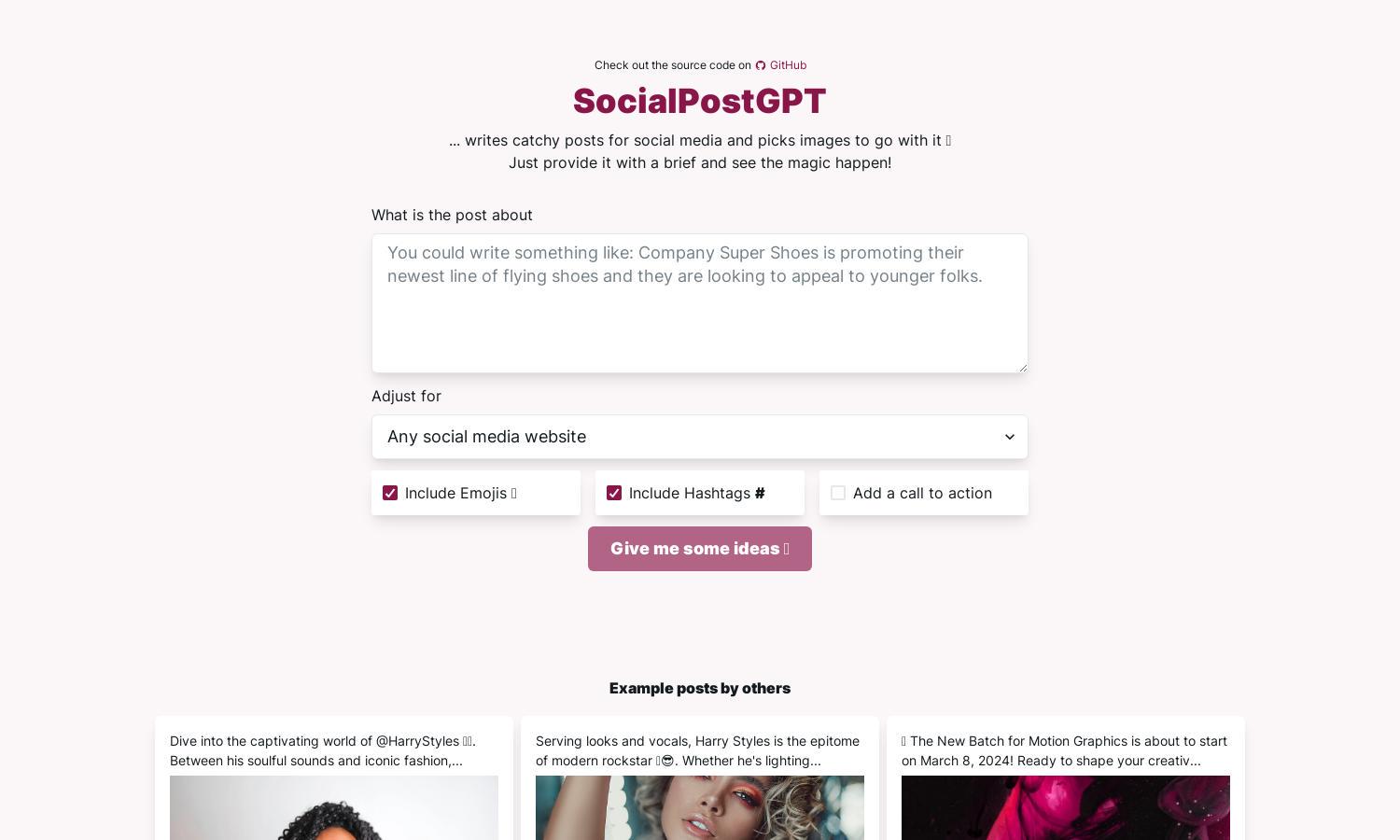 SocialPostGPT Website