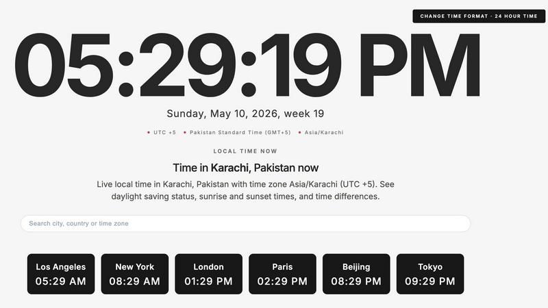 What Time application interface and features