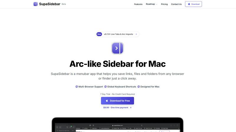 SupaSidebar application interface and features