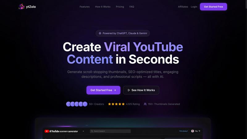 ytZolo application interface and features